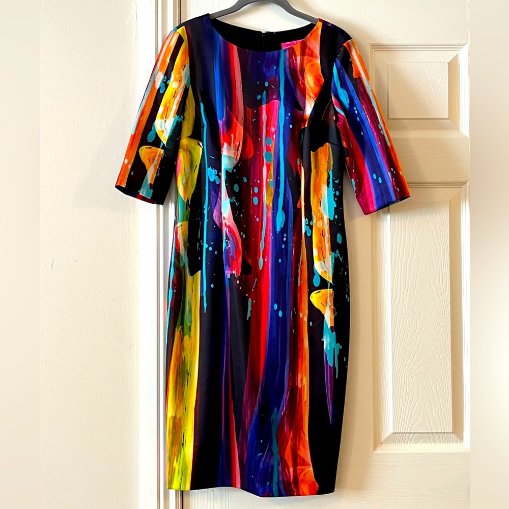 Betsey Johnson Rainbow Watercolor Dress Size 10
